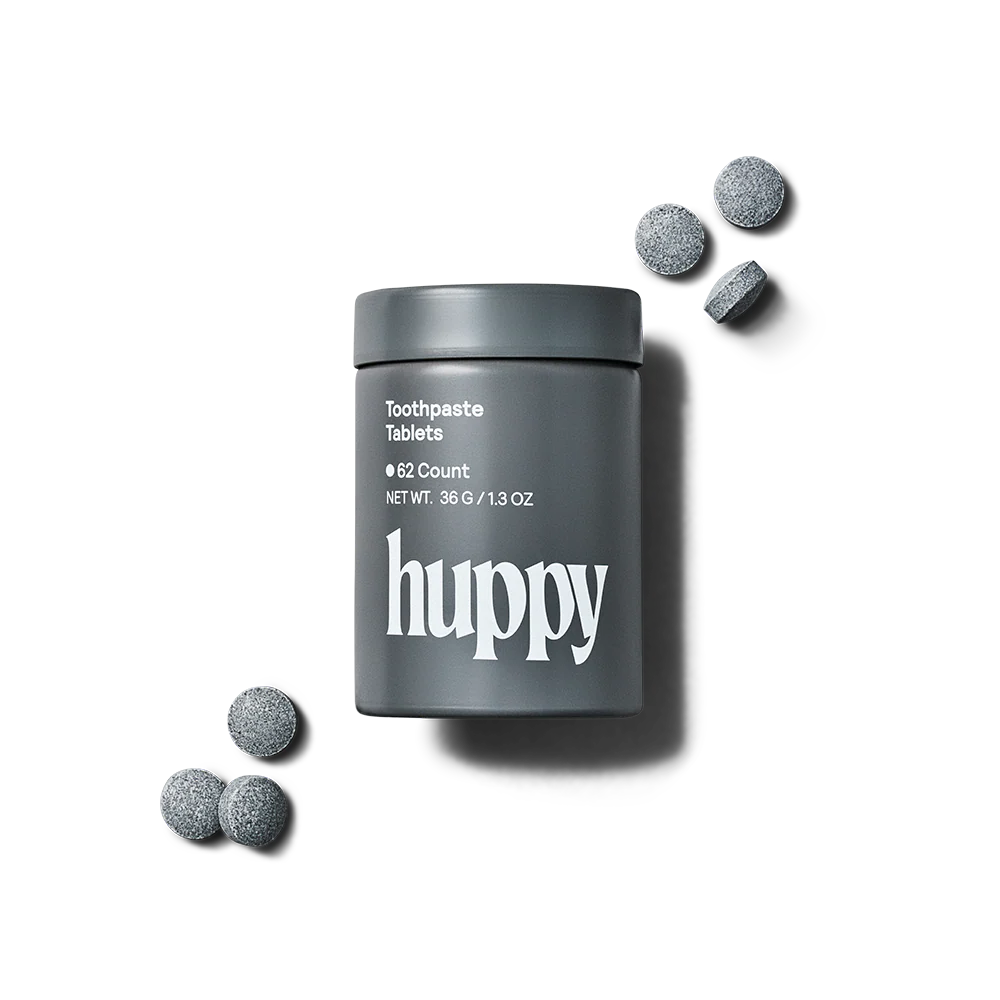 Huppy Charcoal Mint Toothpaste Tablets, 62 Count