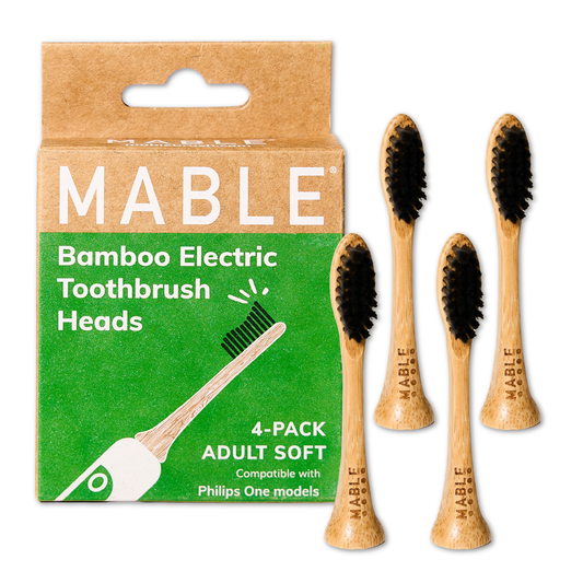 MABLE Bamboo Electric Toothbrush Replacement Heads for Philips One, 4-Pack
