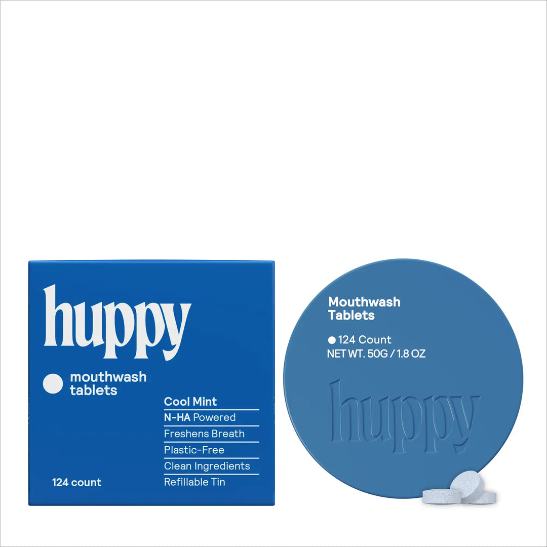 Huppy Cool Mint Mouthwash Tablets, 124 Count